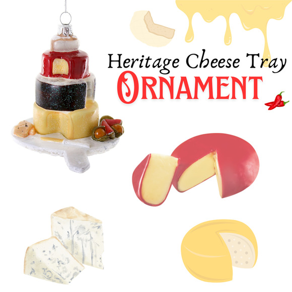 Cody Foster Heritage Cheese Tray Ornament Brie Gouda Cheddar Blue Cheese - Picture 2 of 3
